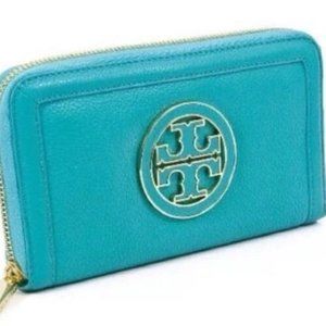 Tory Burch Amanda Turquoise Zip Continental Wallet